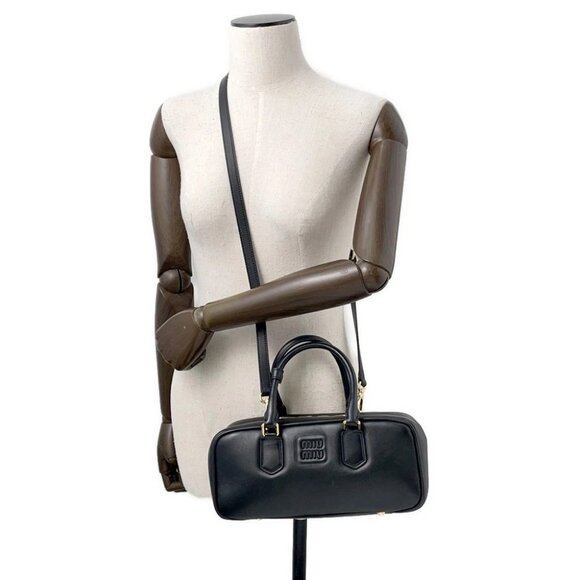 MIUMIU Arkady 2WAY Handbag Leather Black - Picture 5 of 15